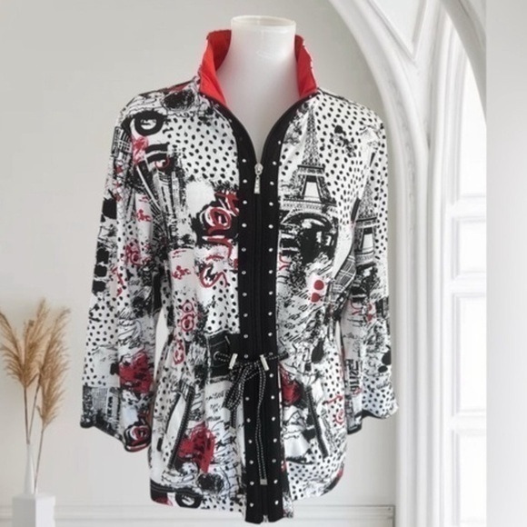 Onque casuals Paris themed zip up jacket - Picture 1 of 11